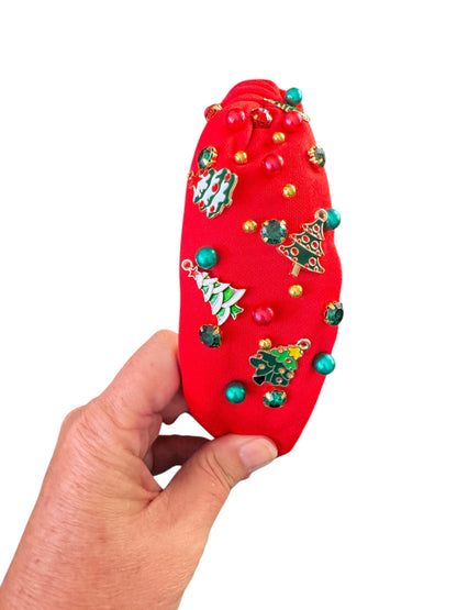 Rhinestone Christmas Tree Holiday Headband - Festive Holiday Hair Accessories for Girls & Women