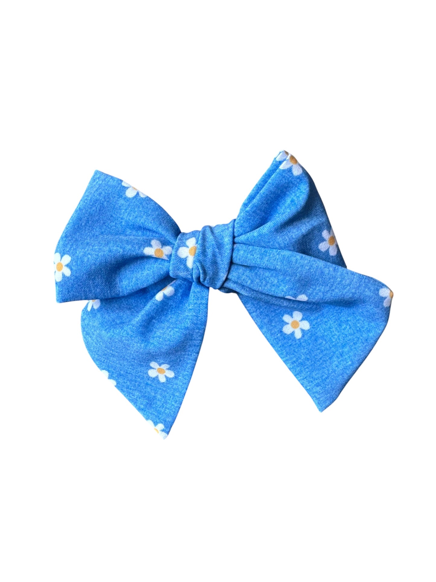 Denim Daisy Hair Bows for Girls – Large Floral Bows with Alligator Clip