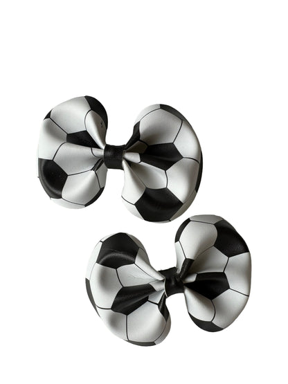 *Soccer Faux Leather Hair Bows