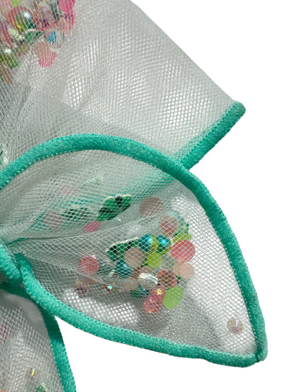 Seashell Shaker Hair Bows - Ocean Glitter Bow for Girls