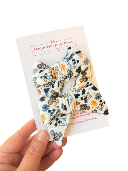 Halloween Mouse Ghost Pumpkin Hair Bows for Girls