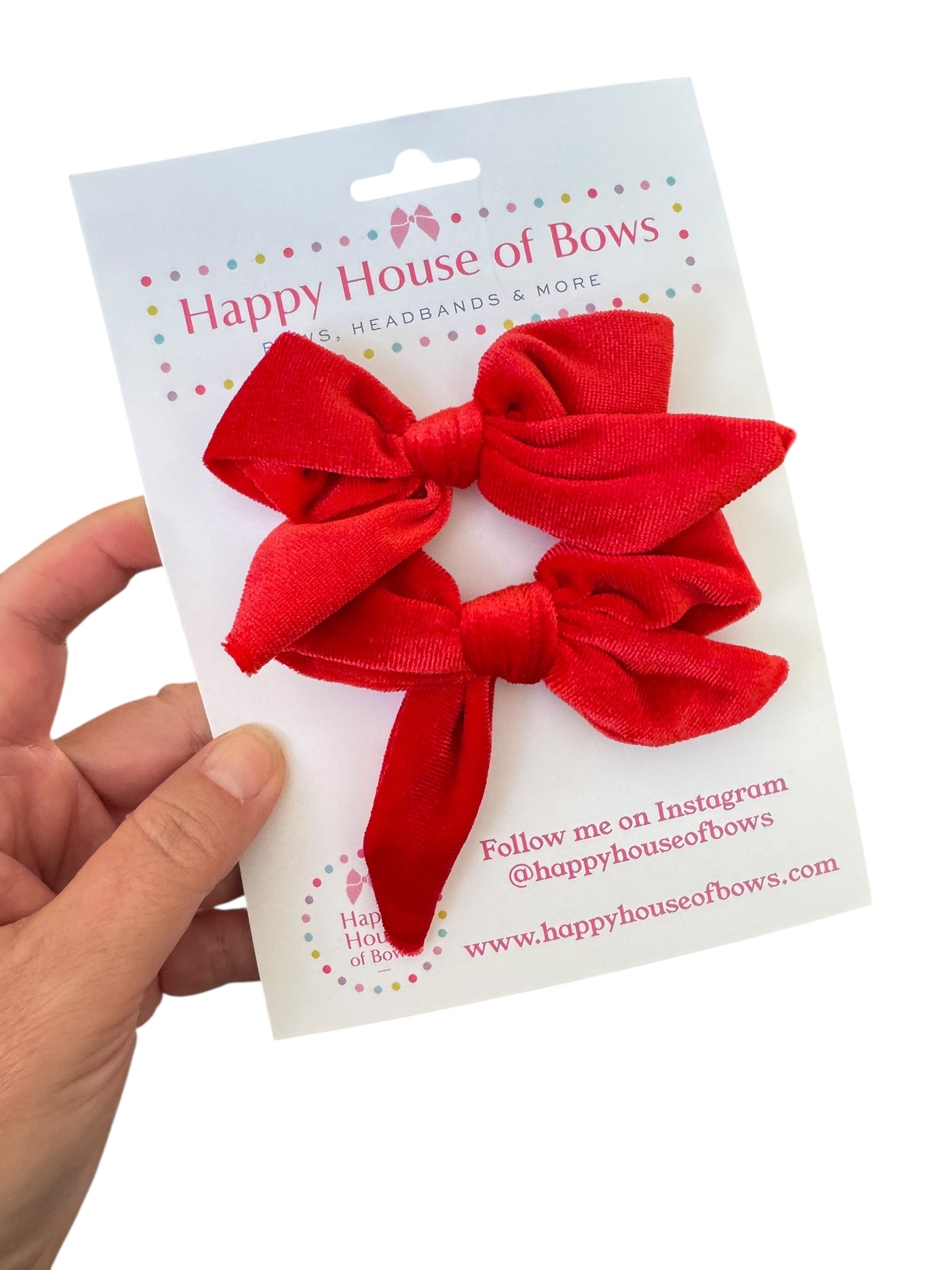 Mini Velvet Pigtail Sets - Matching Hair Bow Pairs