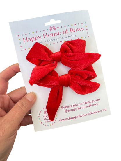 Mini Velvet Pigtail Sets - Matching Hair Bow Pairs
