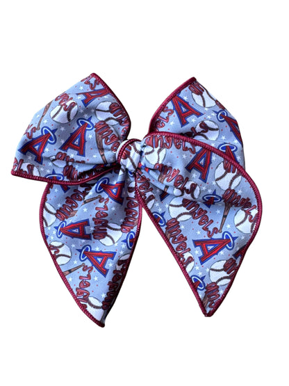 Angels Baseball Hair Bows for Girls - Sports Bow with Alligator Clip for Game Day