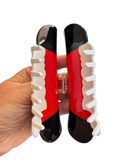 Holiday Santa Mouse Ear Claw Clip - Christmas Hair Clip for Girls & Women