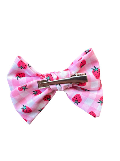 Strawberry Hair Bows for Girls - Pink Fruit Bow Clips & Headbands for Toddlers