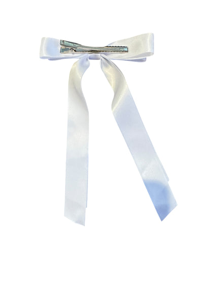 Double Streamer Satin Hair Bow - Elegant Ribbon Bow with Alligator Clip