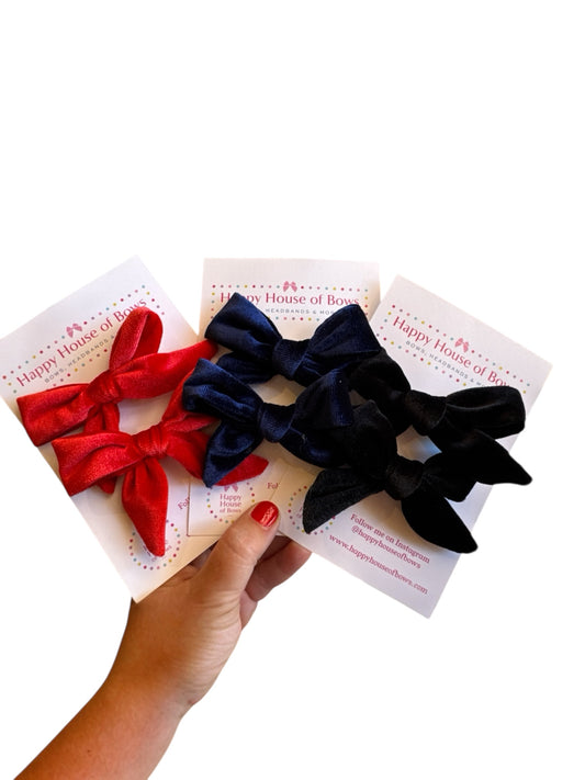 Mini Velvet Pigtail Sets - Matching Hair Bow Pairs
