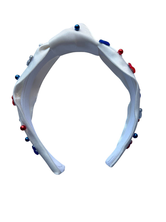 Patriotic Mouse Tie Knot Headband for Girls – Red, White & Blue 4th of July Hair Accessory