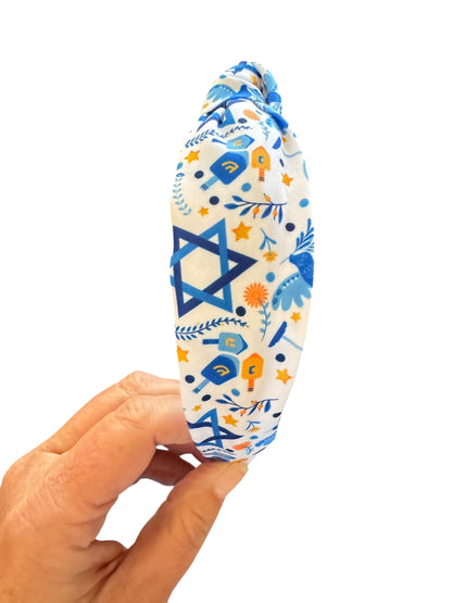Hanukkah Knotted Headbands - White Holiday Accessories