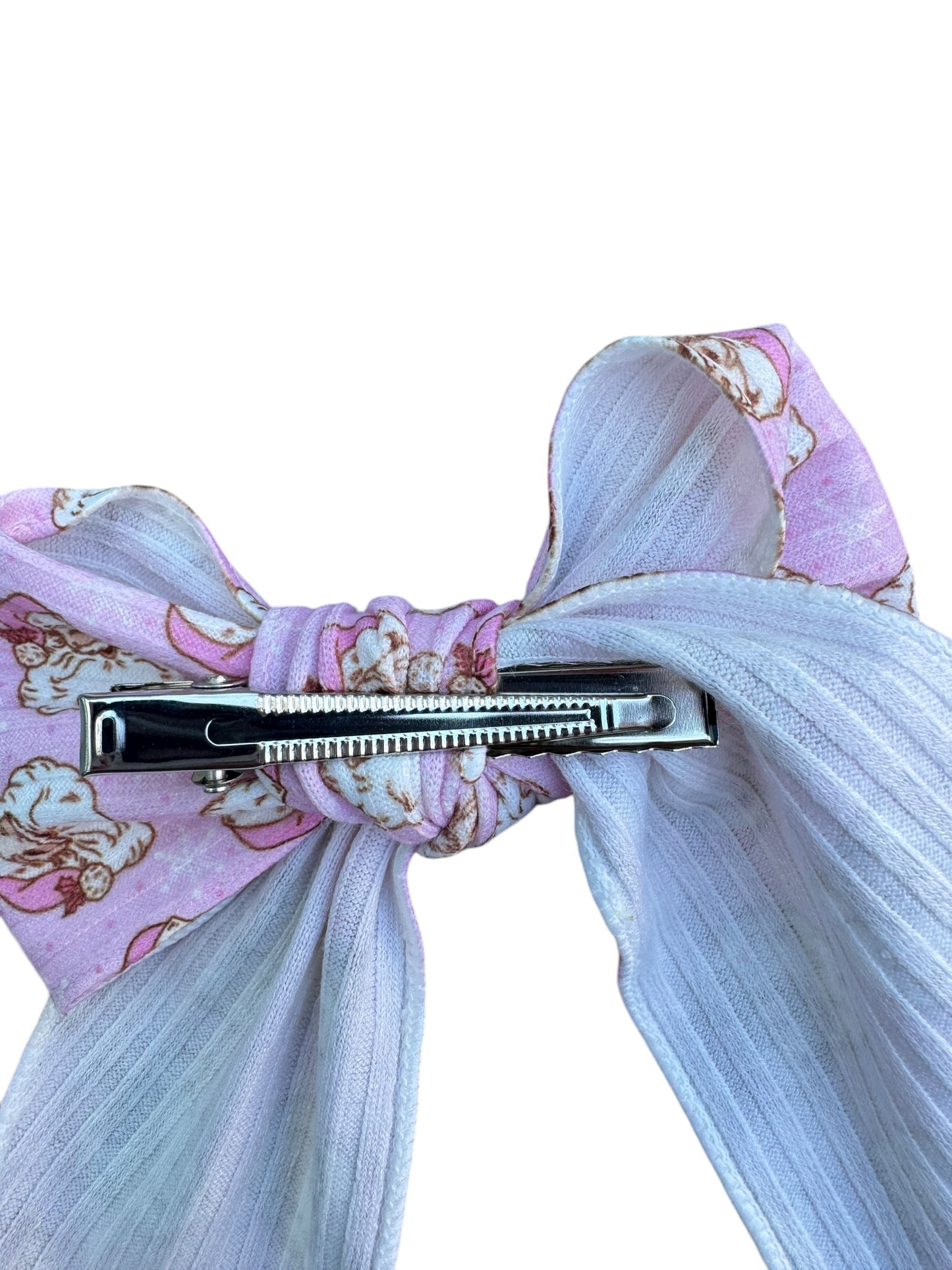 Vintage Pink Santa Hair Bows - Christmas Holiday Clips