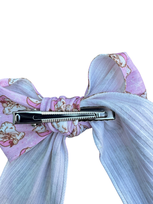 Vintage Pink Santa Hair Bows - Christmas Holiday Clips