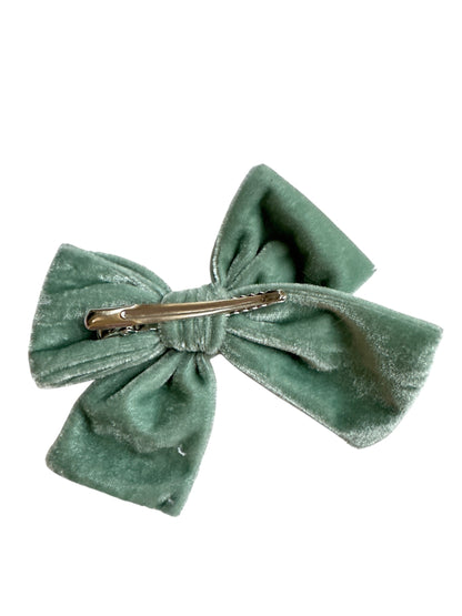 Velvet Hair Bows with Sequin Flowers - Girls Alligator Clip Bows