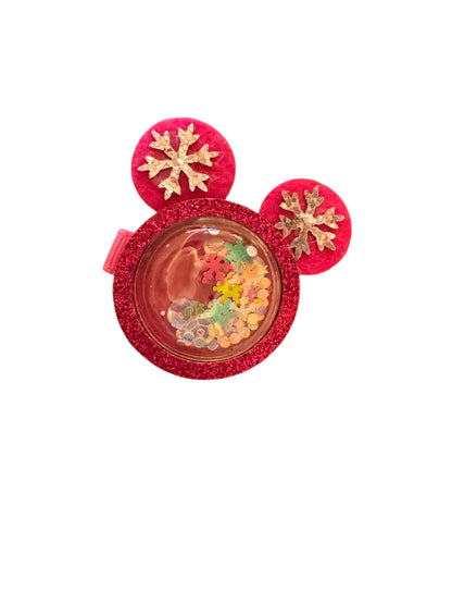 Mouse Snowflake Shaker Clips - Christmas Interactive Hair Clips with Confetti