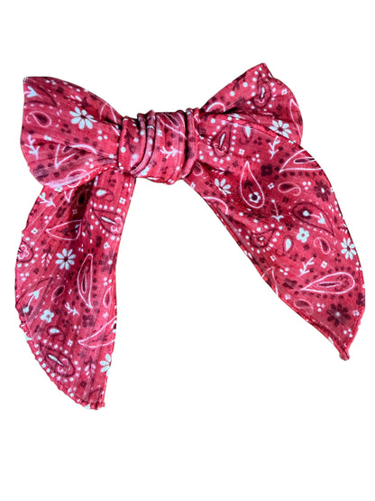 Red Bandana Hair Bows for Little Girls