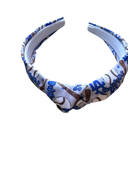 Dodger Baseball Tie Knot Headband for Girls Knotted Game Day Accessory