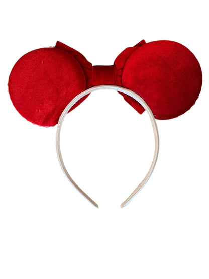 Velvet and Pearl Red Mouse Ear Headbands