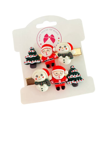 Santa Clips - Christmas Hair Clip for Girls