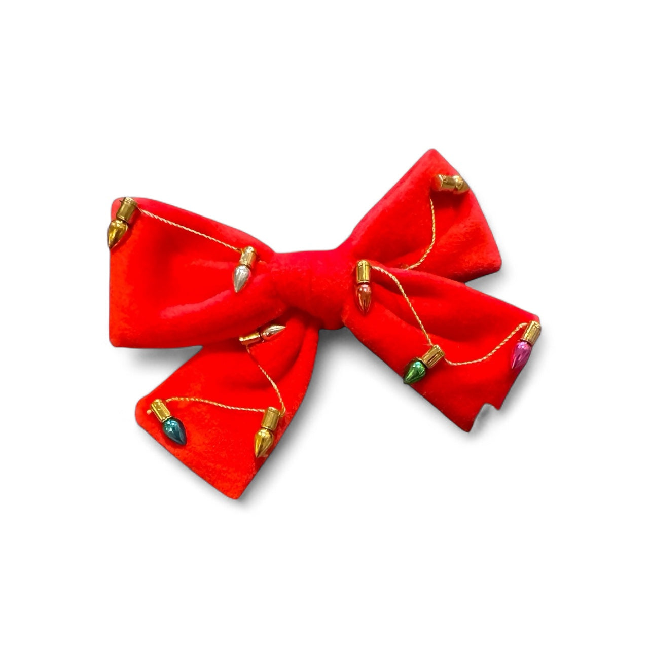Red Velvet Lights Hair Bow - Christmas Holiday Hair Accessories