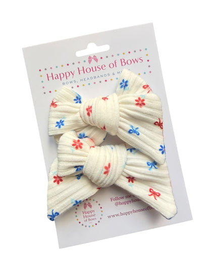 Patriotic Bows & Flowers Hair Bows for Girls & Babies | Alligator Clip or Nylon Headband | 4th of July