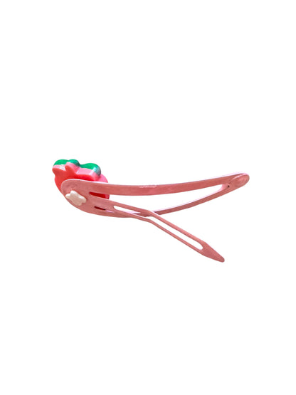 Strawberry Hair Clips for Toddlers - Pink Snap Clips for Baby Girls