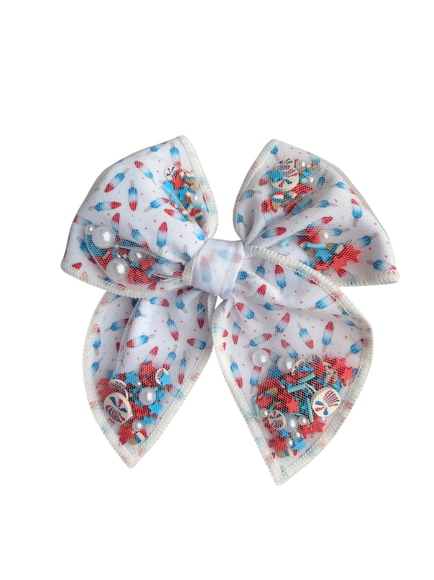 Rocket Pop Shaker Hair Bows – Patriotic 4th of July Alligator Clip