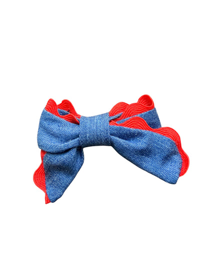 Girls' Denim & Red Hair Bows | Patriotic Bow Clips for Kids