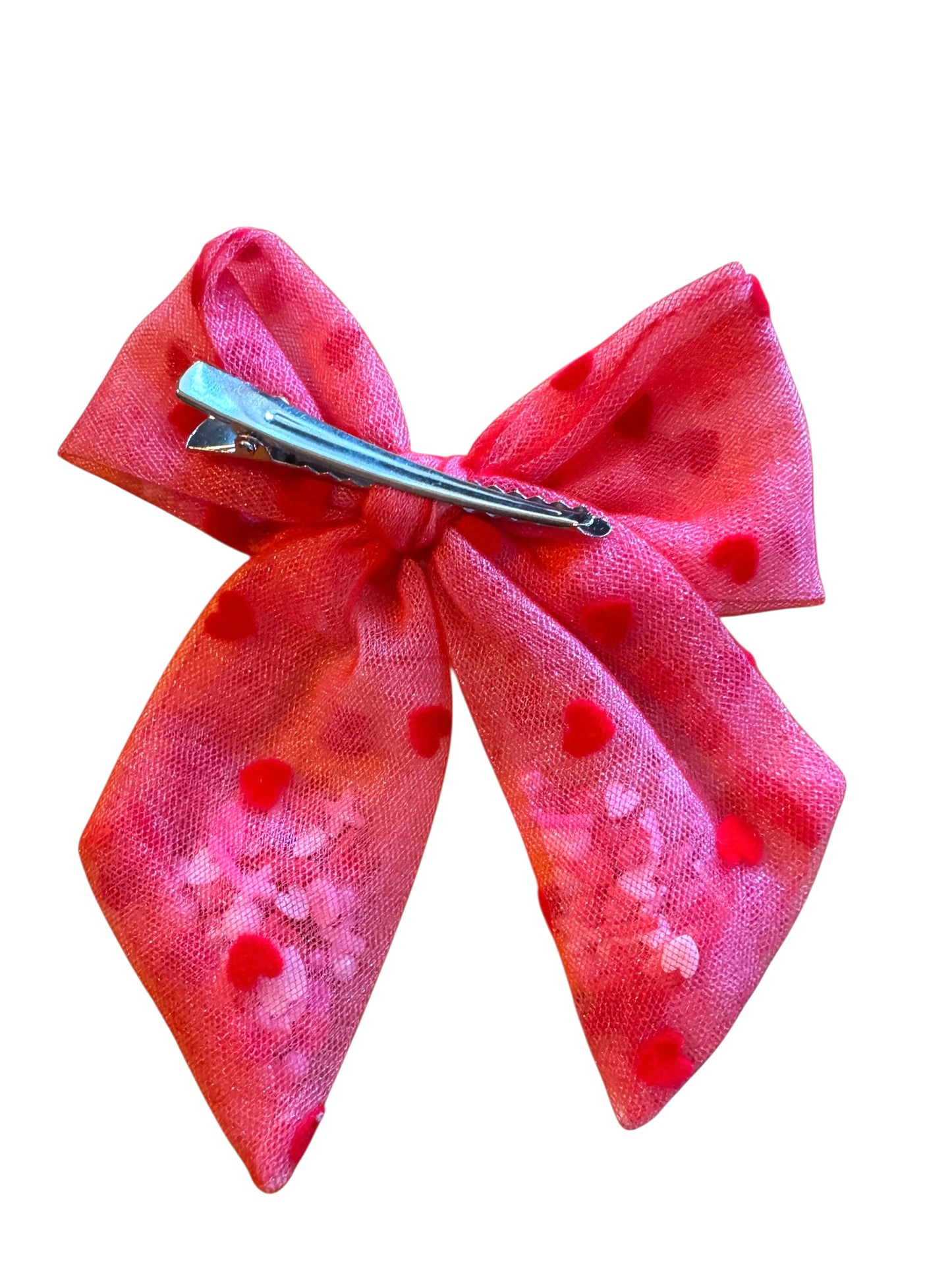 Red & White Shaker Hair Bows - Confetti Bows for Girls