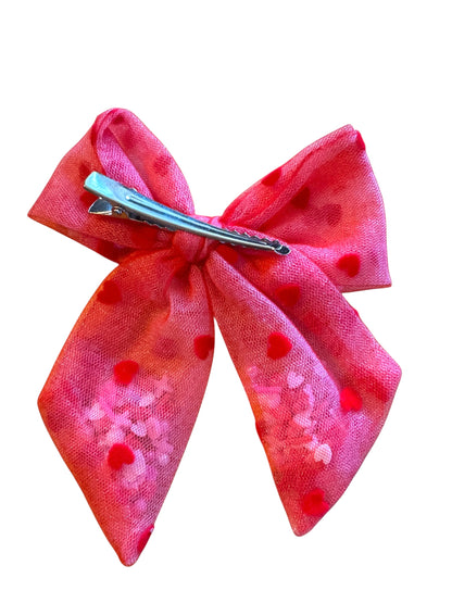 Red & White Shaker Hair Bows - Confetti Bows for Girls
