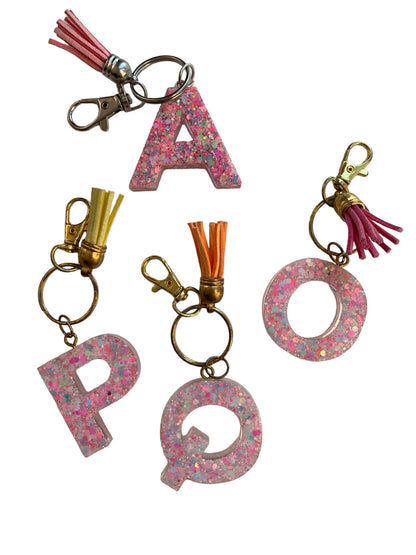 Pink Confetti Resin Letter Keychains