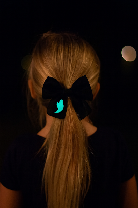 Glow-in-the-Dark Ghost Hair Bow – Halloween Hair Accessories for Kids