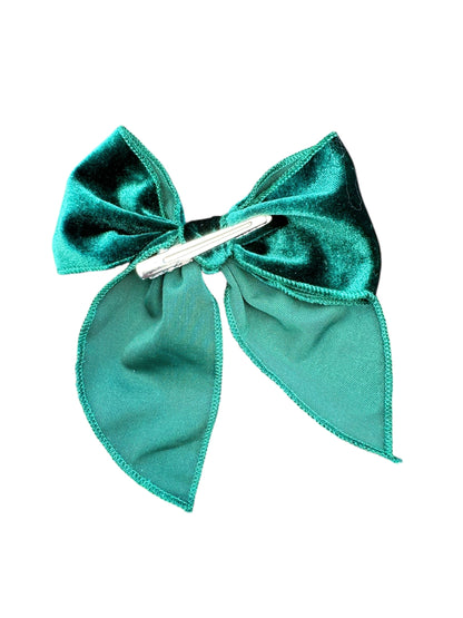 Velvet Holiday Hair Bows - Christmas Bows with Alligator Clip in Red, Green, or Pink