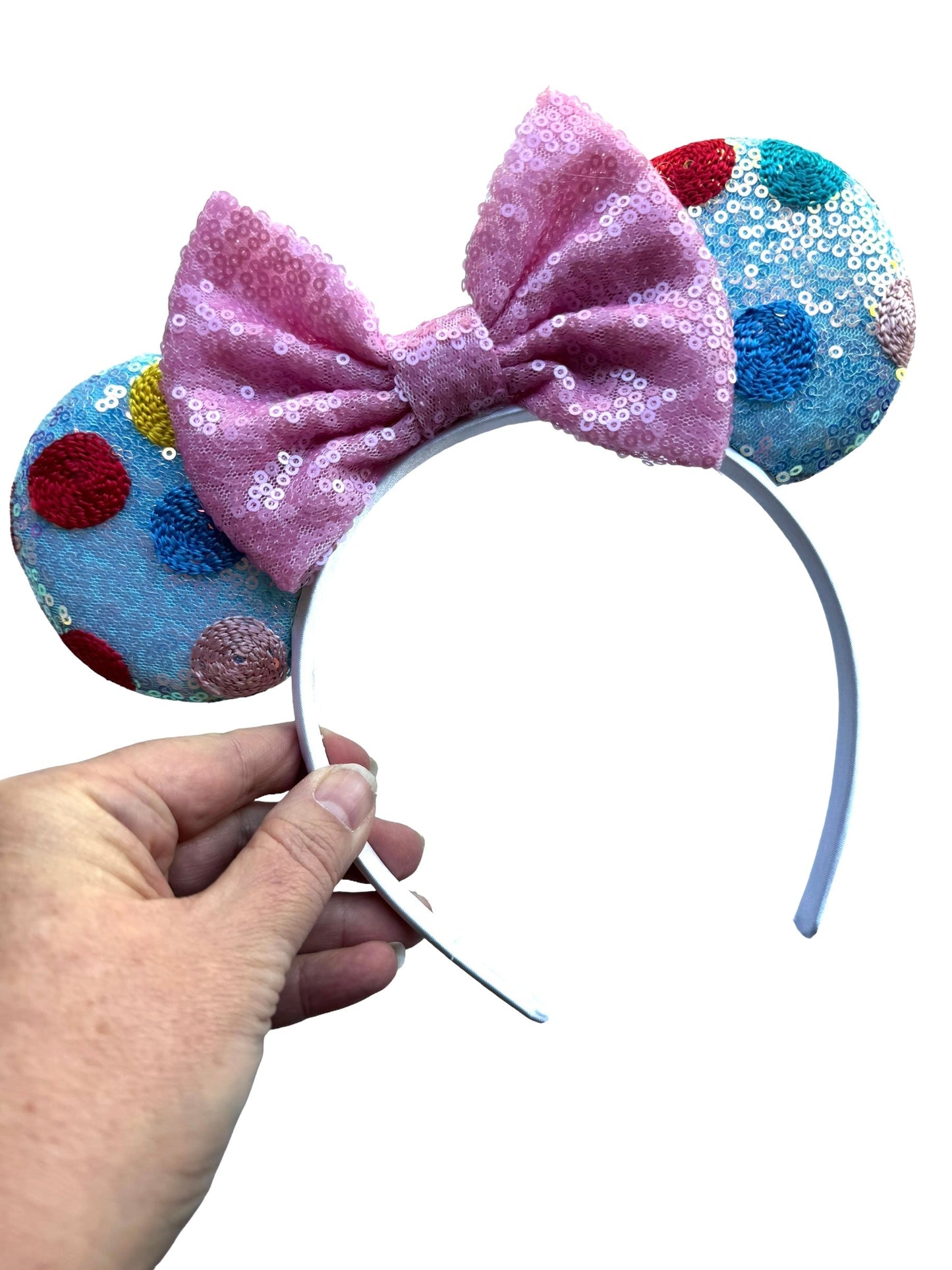 Blue Polka Dot Mouse Ear Headbands