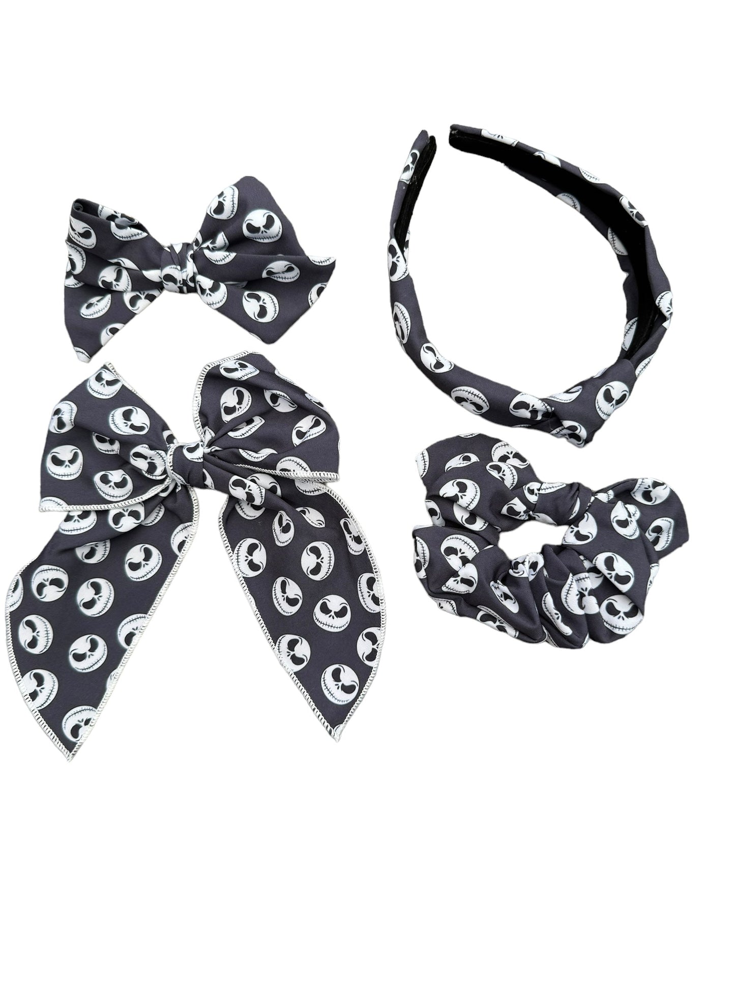 collection of hair bows and headband Jack skeleton