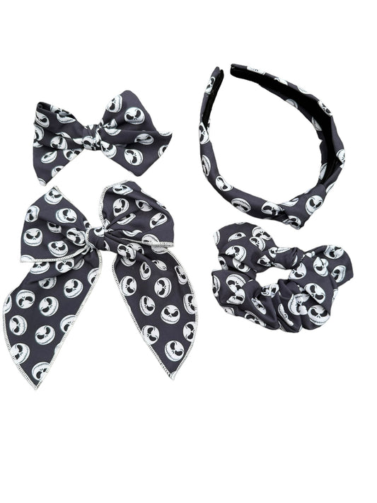 collection of hair bows and headband Jack skeleton