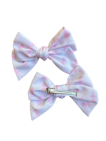 Ballerina Hair Bows for Girls - Pink Ballet Dance Alligator Clip Bows