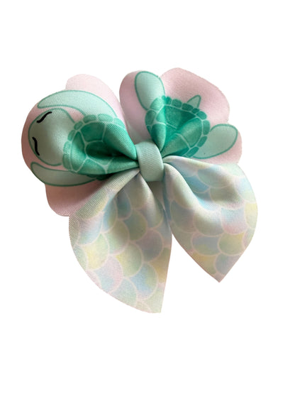 Turtle Bubble Hair Bow for Girls | Neoprene Kids Hair Bow Clip