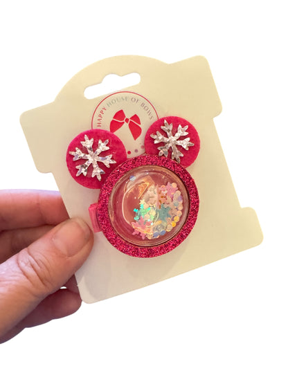 Mouse Snowflake Shaker Clips - Christmas Interactive Hair Clips with Confetti