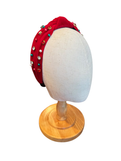 Pearl & Rhinestone Christmas Holiday Headband - Festive Holiday Hair Accessories for Girls & Women