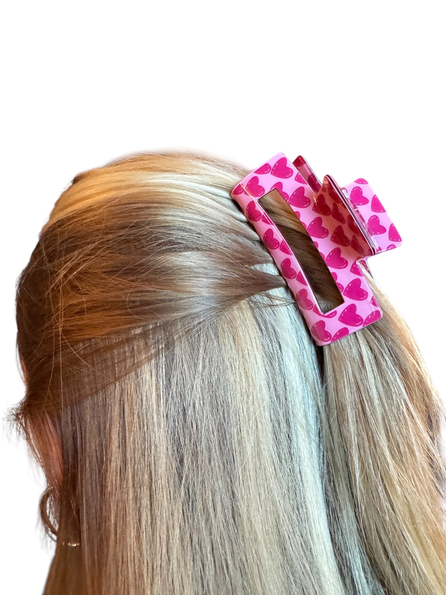 Pink and Red Heart Claw Clip for Girls and Women