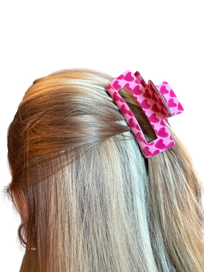 Pink and Red Heart Claw Clip for Girls and Women