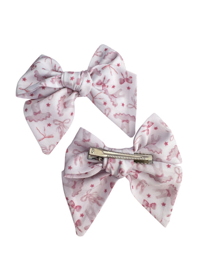 Bows & Ballerinas Hair Bows for Girls - Pink Ballet Dance Hair Clips