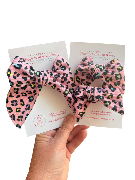 Hot Pink Leopard Print Hair Bow – Girls Hair Bow with Alligator Clip