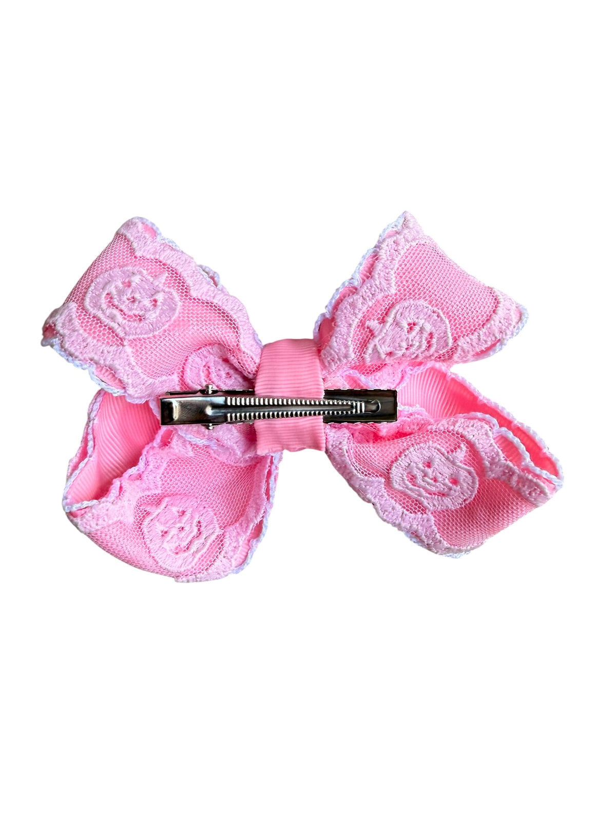 Pink Pumpkin Lace Boutique Hair Bow – Halloween Bow for Girls