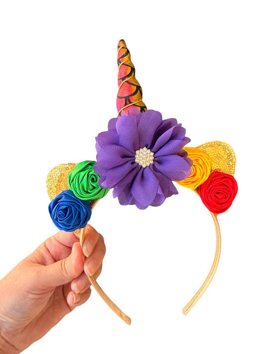 Rainbow Mermaid Unicorn Headband for Girls | Colorful Birthday Party Hair Accessory