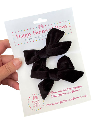 Mini Velvet Pigtail Sets - Matching Hair Bow Pairs