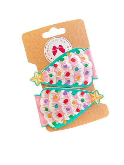 Christmas Snap Hair Clips – Christmas Tree Barrettes for Kids - Set of 2