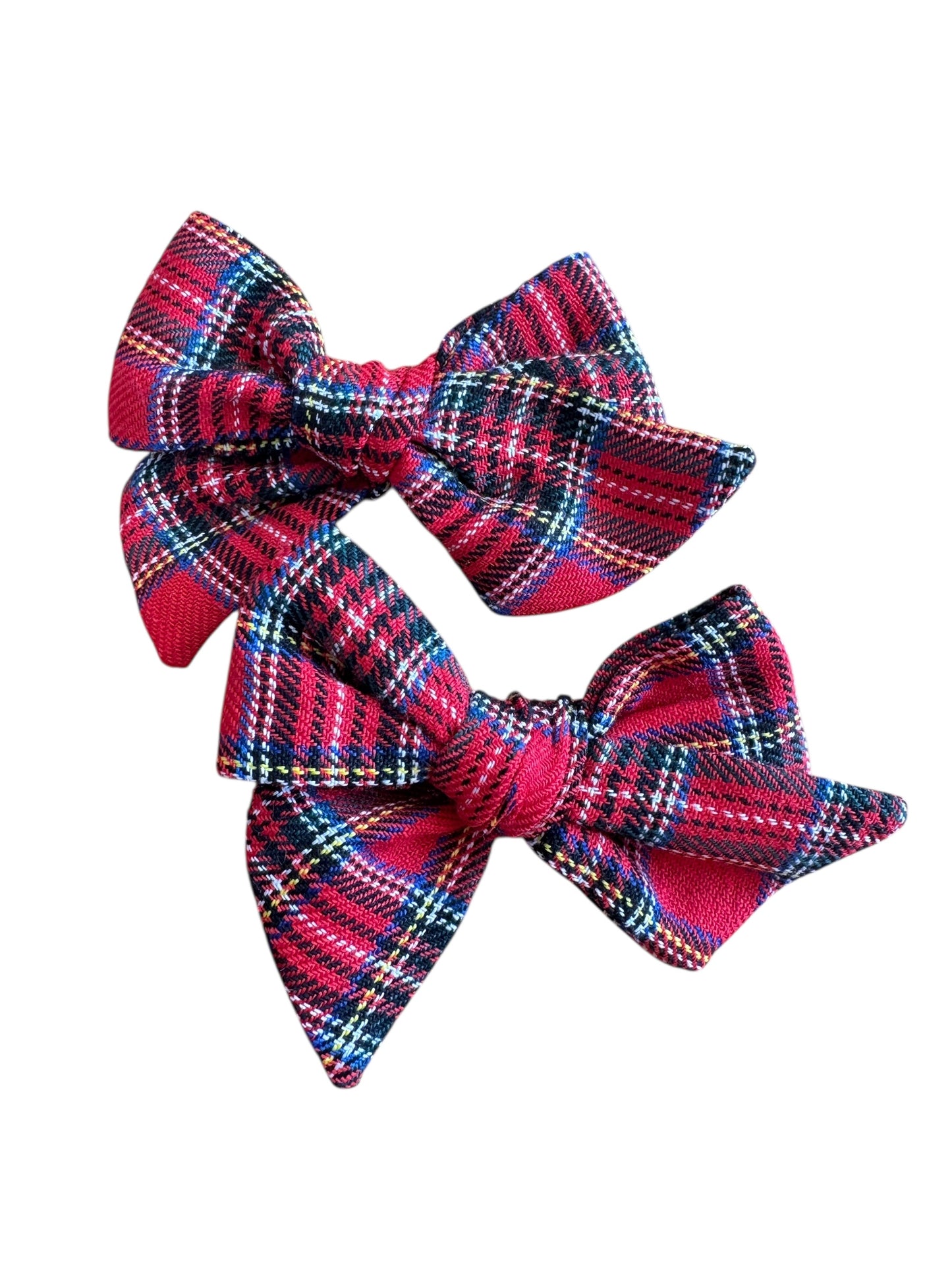 Holiday Red Flannel Hair Bow - Red Plaid Christmas Bow for Girls