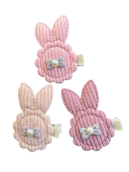 Bunny Hair Clips for Girls - Easter Corduroy Alligator Clips