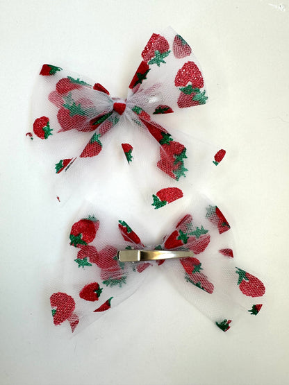 Tulle Strawberry Hair Bows